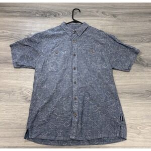 Patagonia Men Back Step Short Sleeve Shirt Hemp Cotton Button Up Blue Size Med
